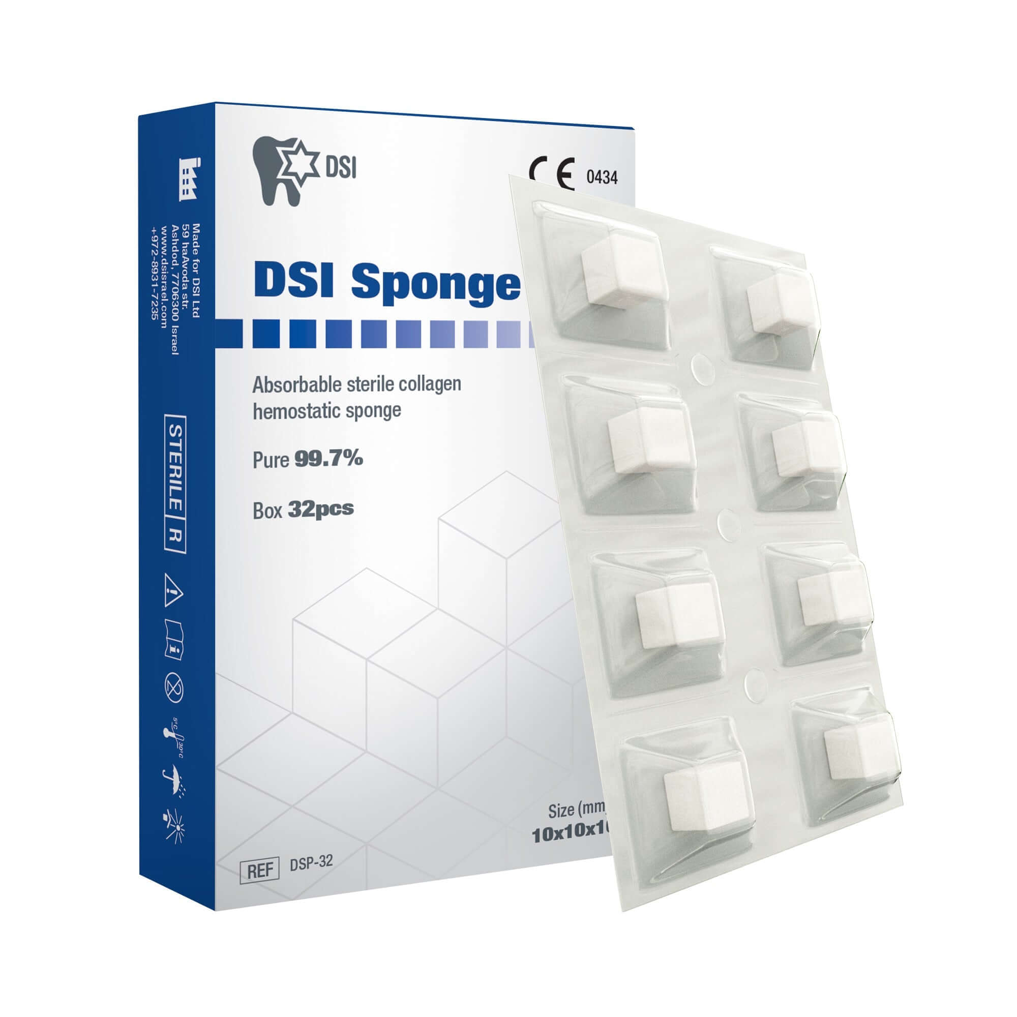 DSI Sponge Hemostatic Collagen Gelatin Sterile Cubes 10x10mm