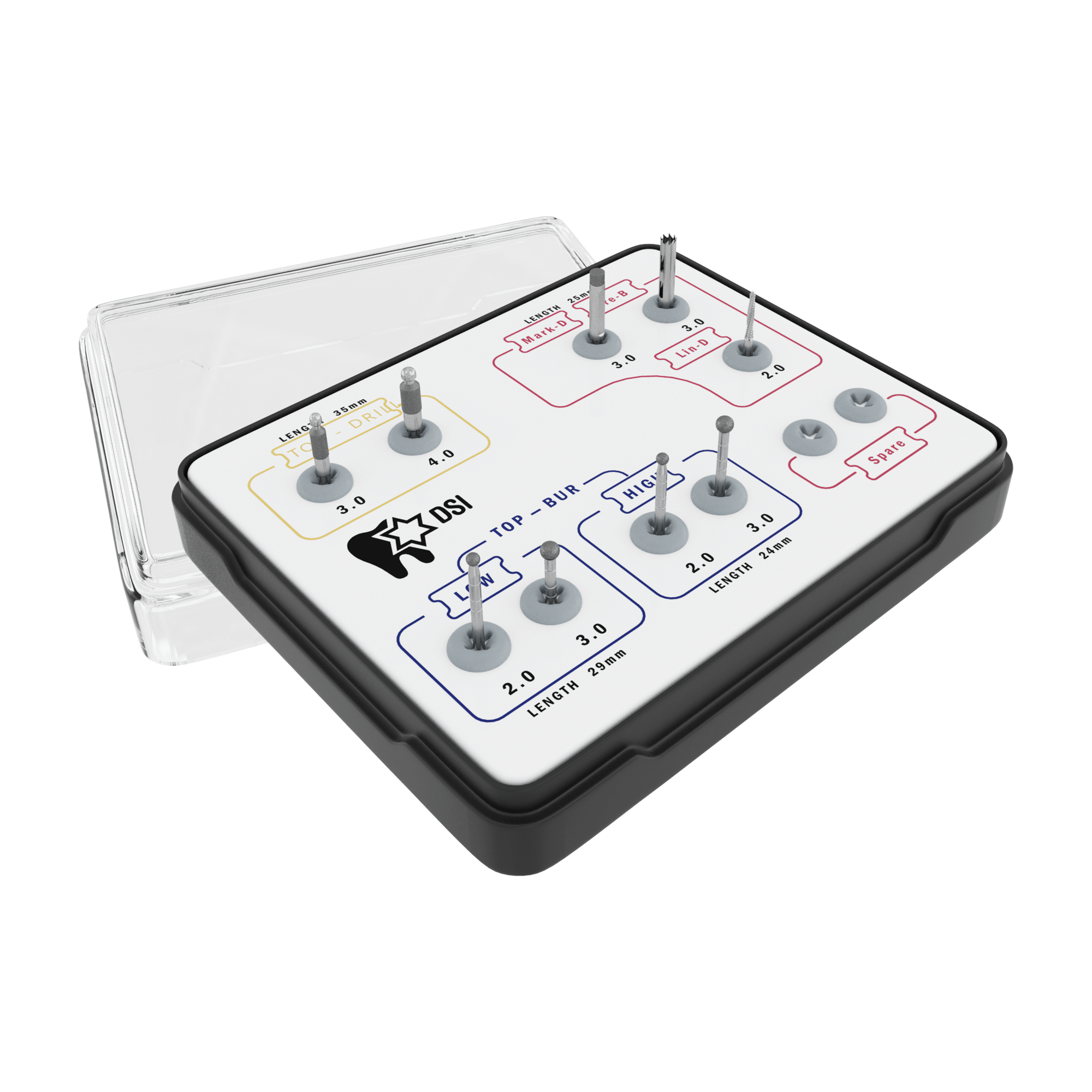 Kit de Taladros para Osteotomía DSI TOP para Cirugía de Implantes