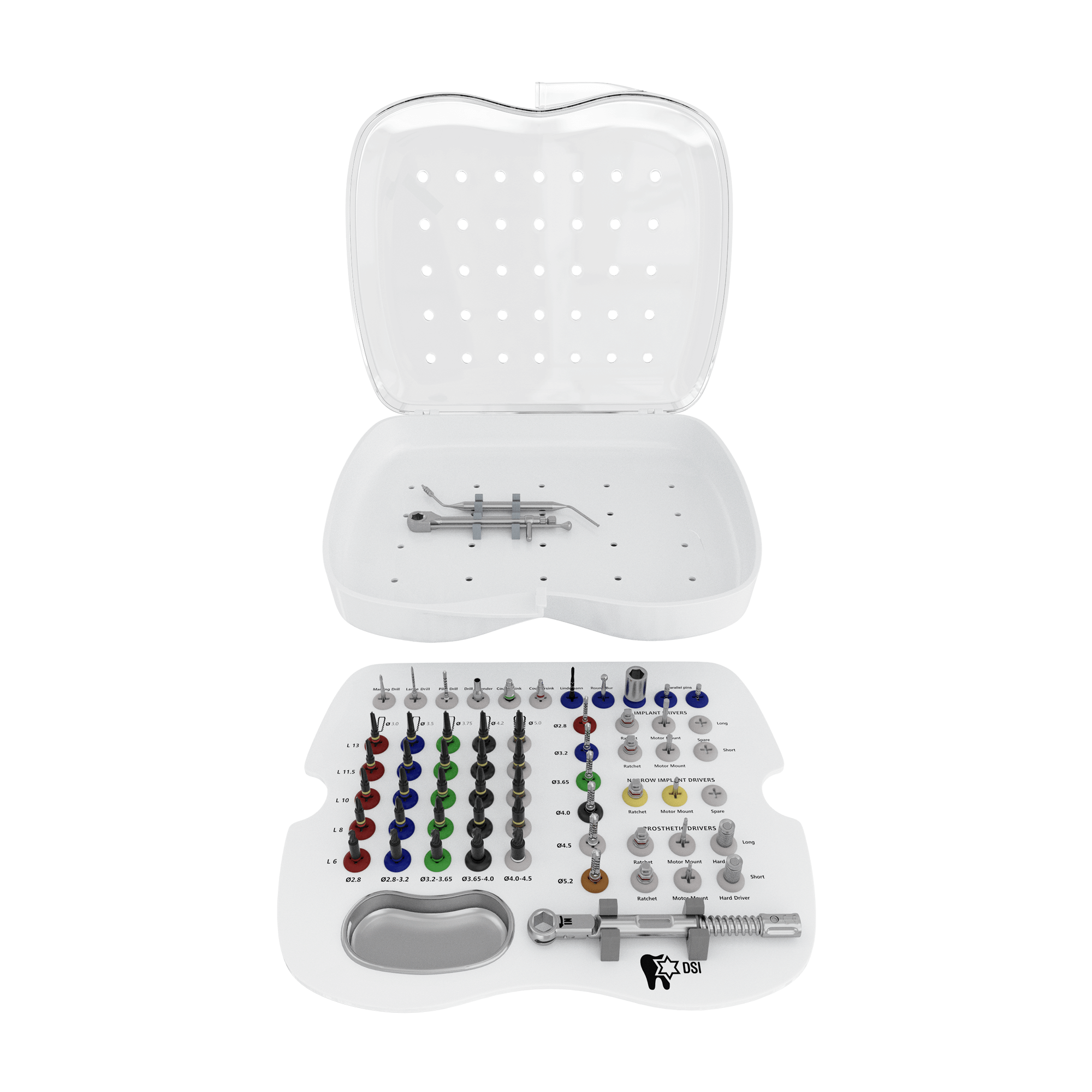 Kit Quirúrgico de Brocas Cónicas DSI SK006 para Tratamiento Avanzado de Implantes Maxilofaciales