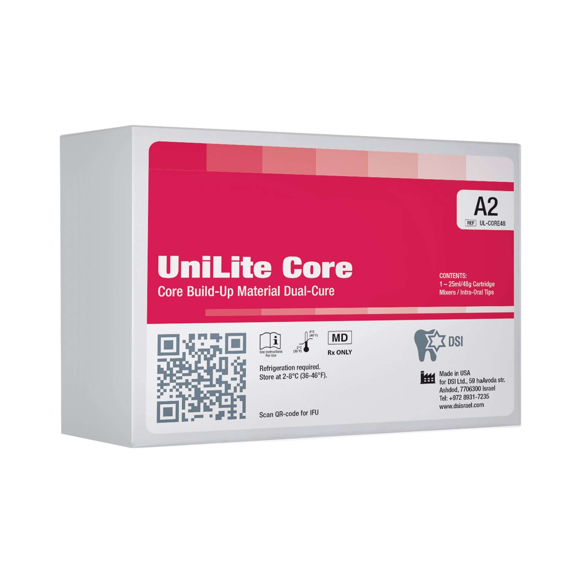 DSI UniLite Core Material de Construcción de Núcleo de Doble Curado Cartucho Automático 48g