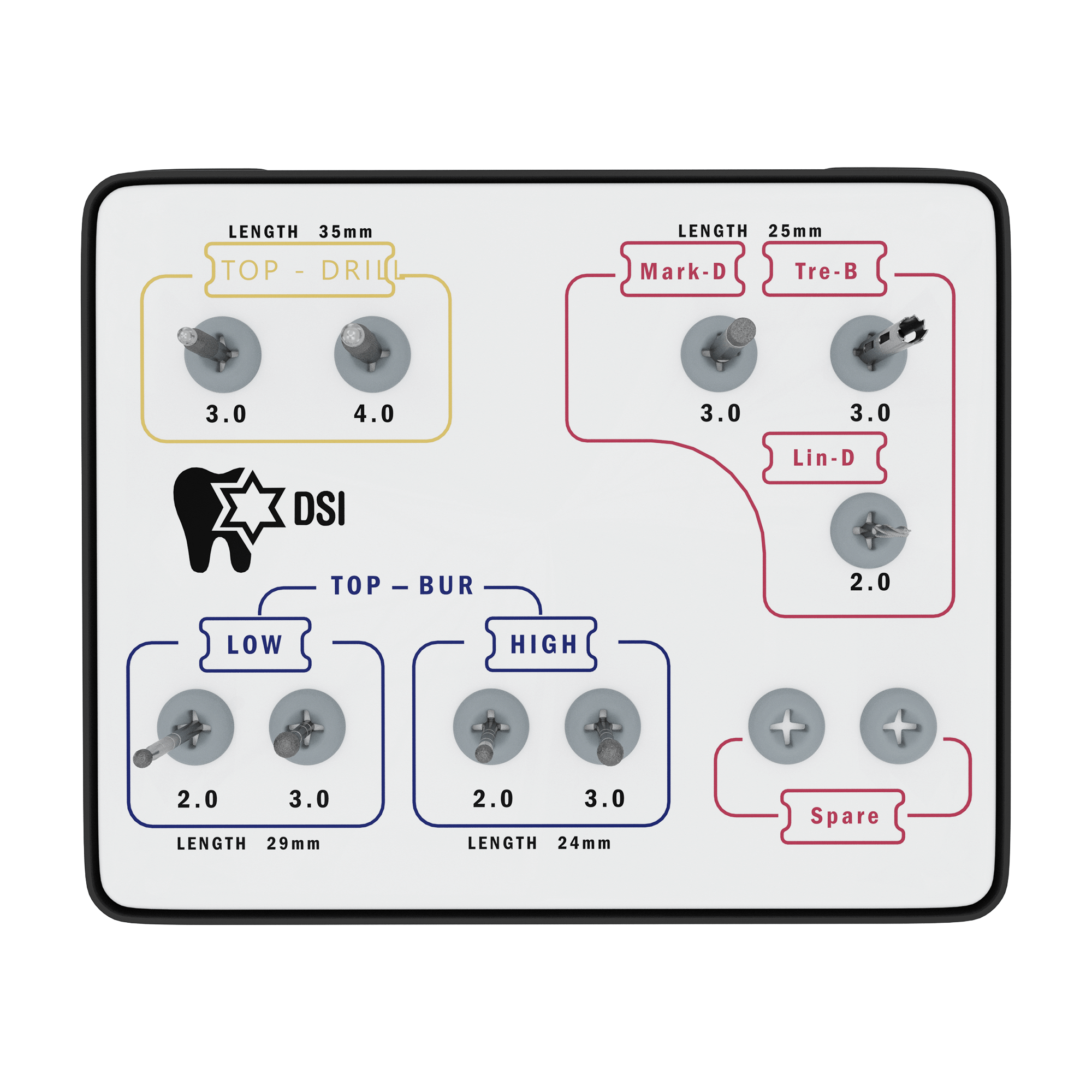 Kit de Taladros para Osteotomía DSI TOP para Cirugía de Implantes