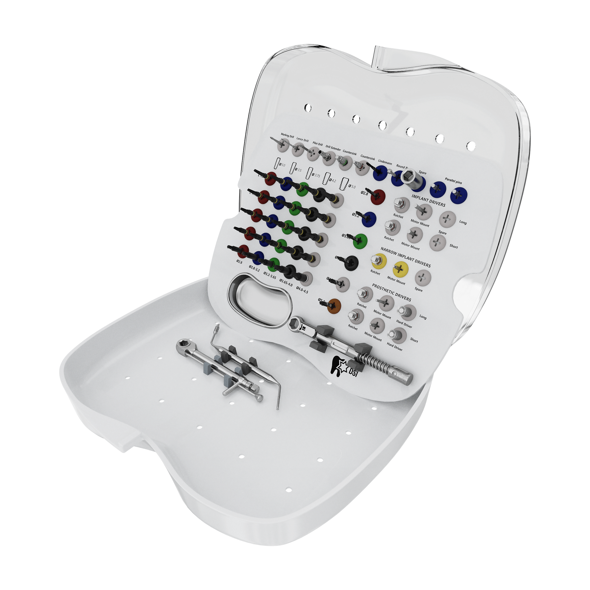 Kit Quirúrgico de Brocas Cónicas DSI SK006 para Tratamiento Avanzado de Implantes Maxilofaciales