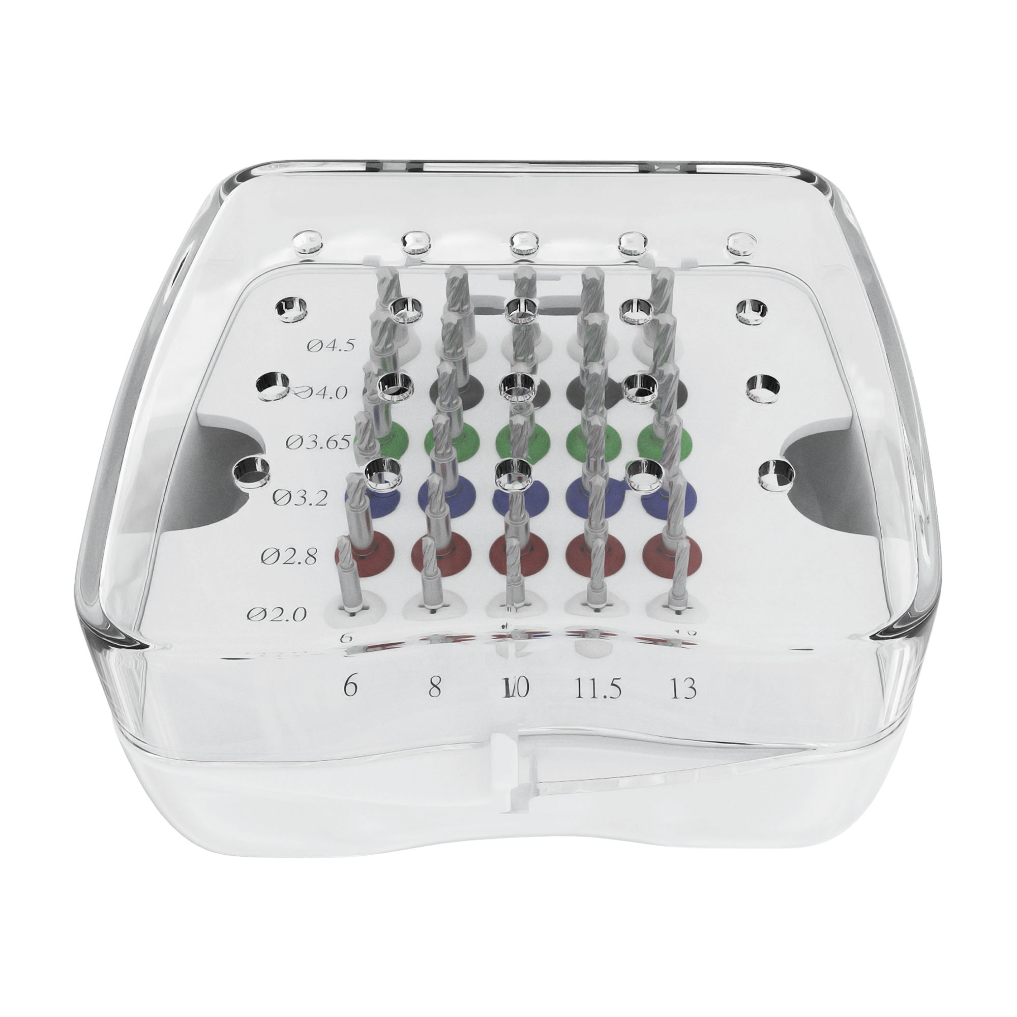 Kit de Brocas de Detención Integral DSI STOP-30 Preparación de Osteotomía de Broca Plateada