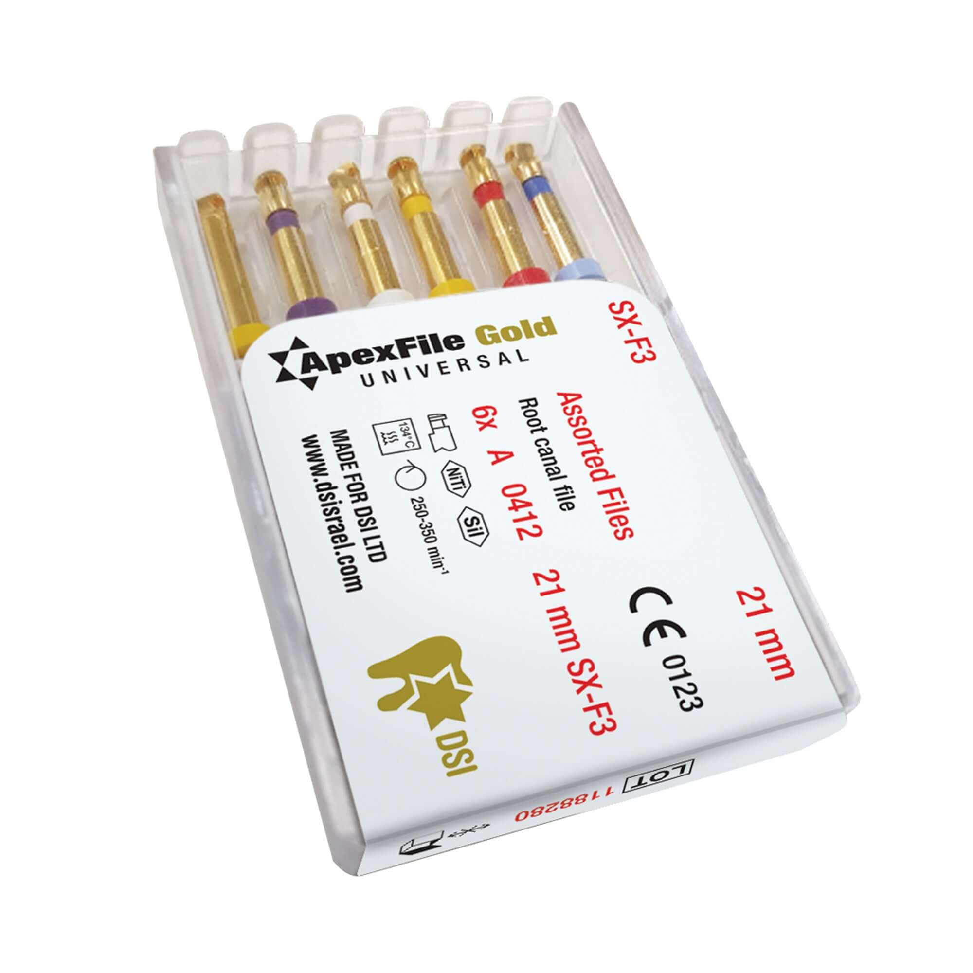 DSI ApexFile Gold Taper Archivos Rotatorios Endodónticos Para Conductos Radiculares Paquete de 6 piezas
