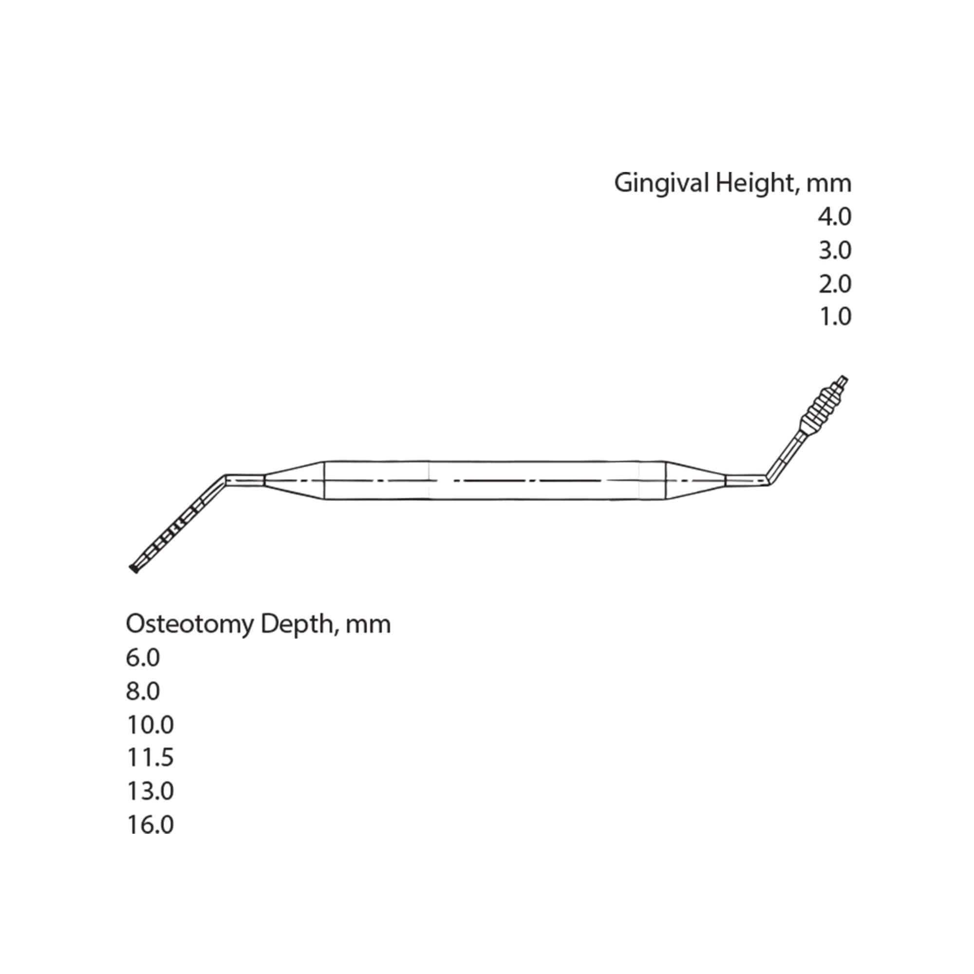 Strumento di Misurazione Profondità DSI a Doppia Faccia (Osteotomia / Gengivale)