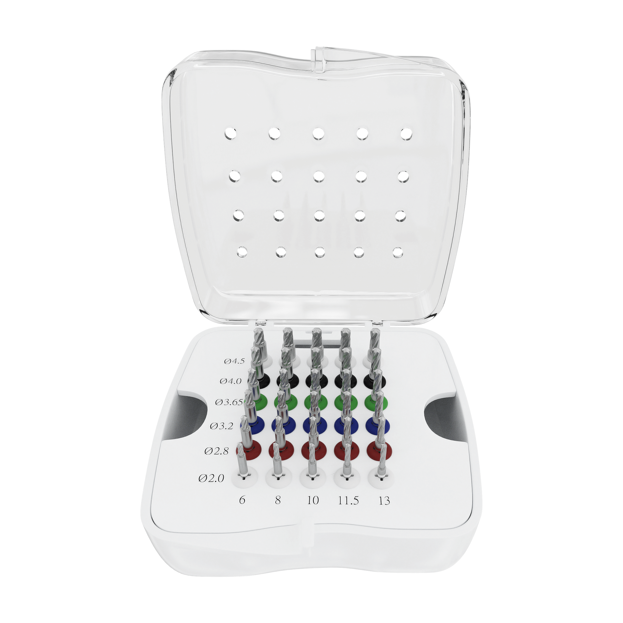 Kit de Brocas de Detención Integral DSI STOP-30 Preparación de Osteotomía de Broca Plateada