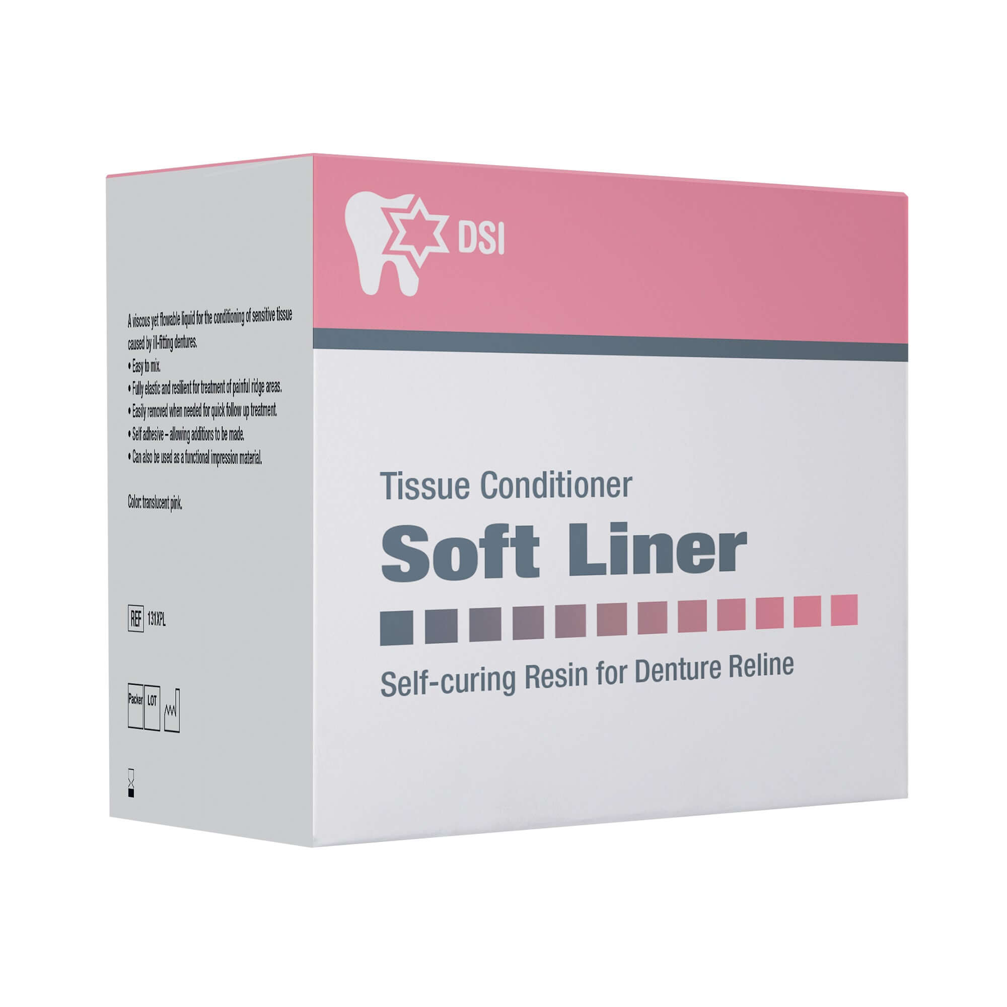 Résine DSI Soft Liner pour dentiers, conditionneur de tissu 2x50g + 100ml