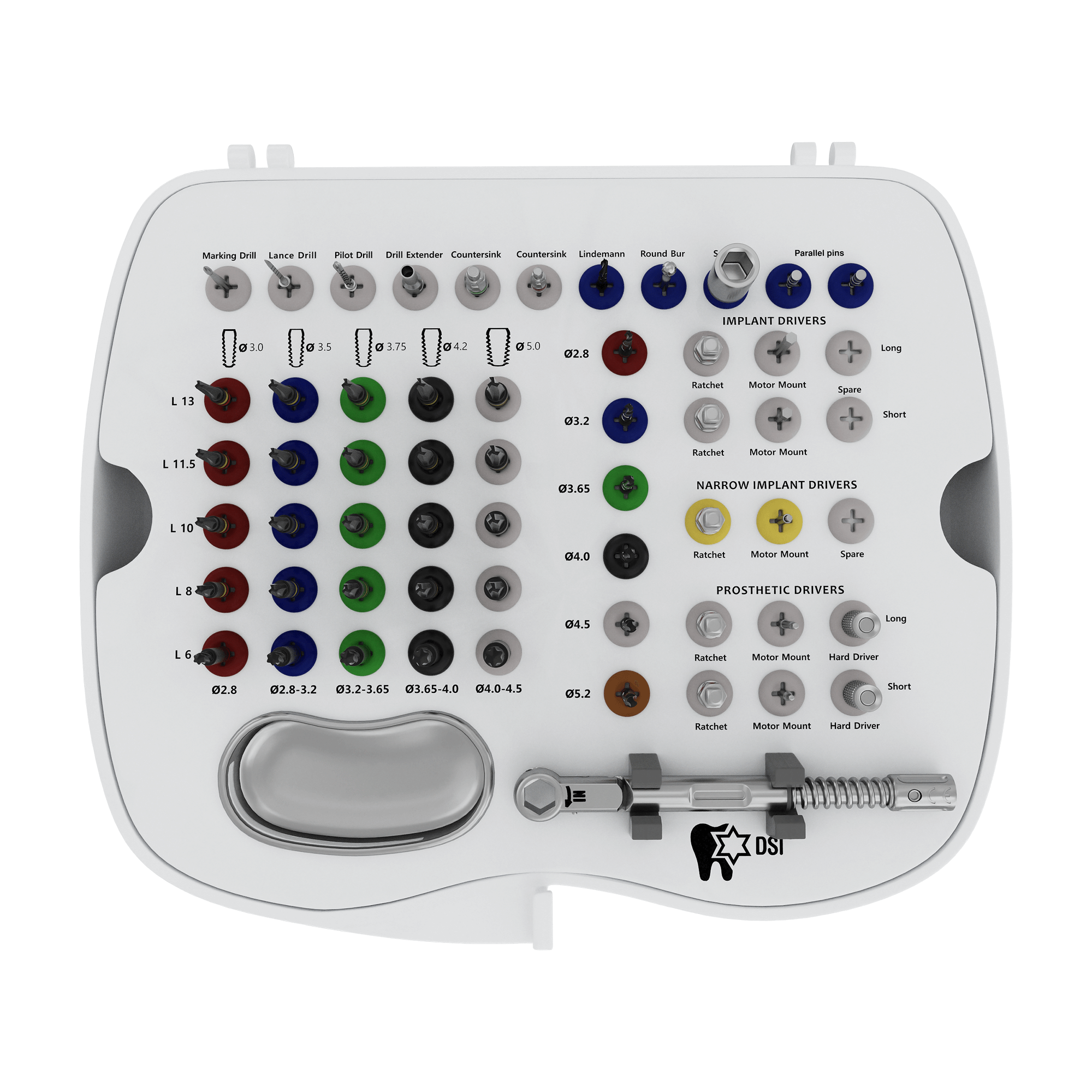 Kit Quirúrgico de Brocas Cónicas DSI SK006 para Tratamiento Avanzado de Implantes Maxilofaciales