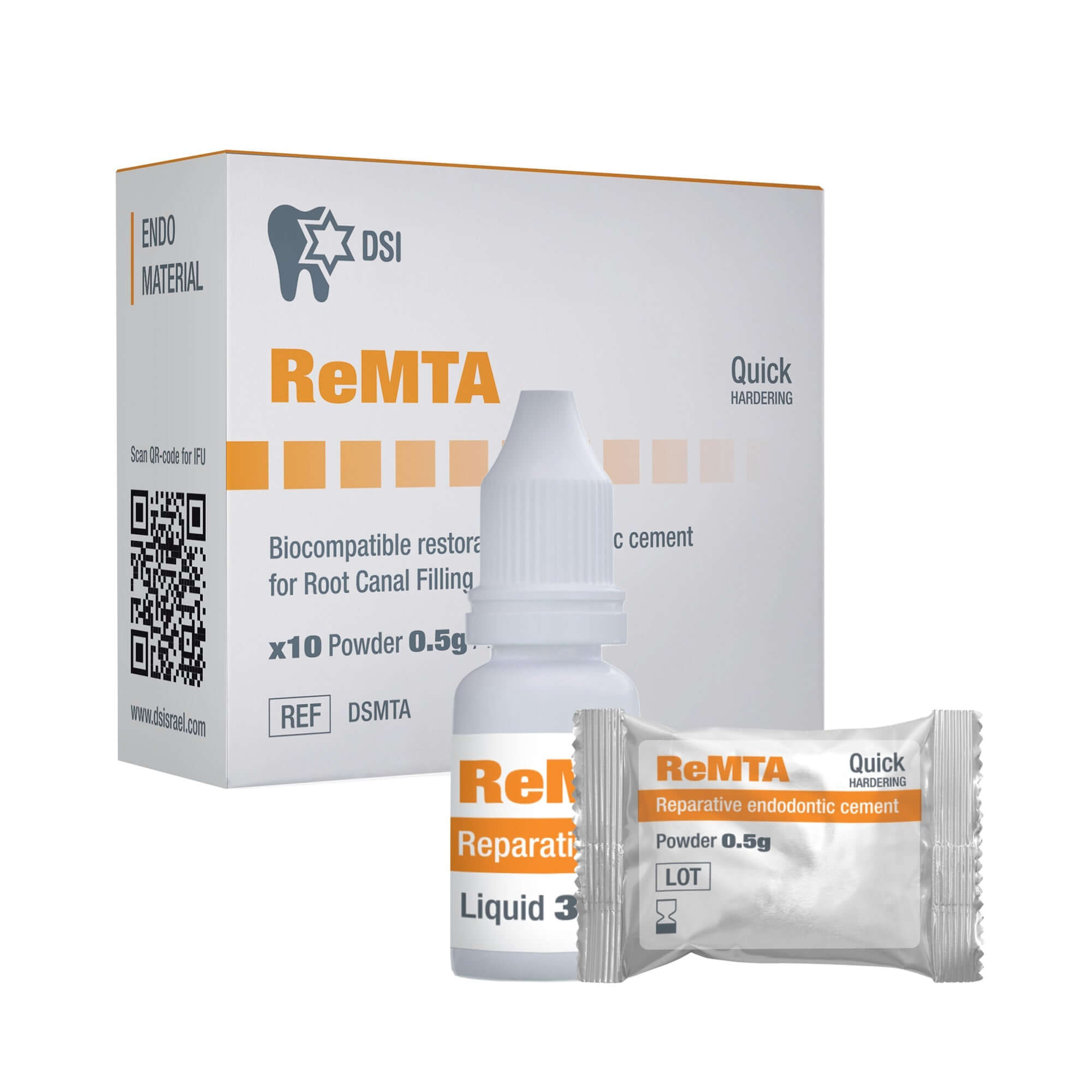 Ciment Biocompatible DSI ReMTA pour Obstruction et Réparation de Canaux Radiculaires 5g + 3ml