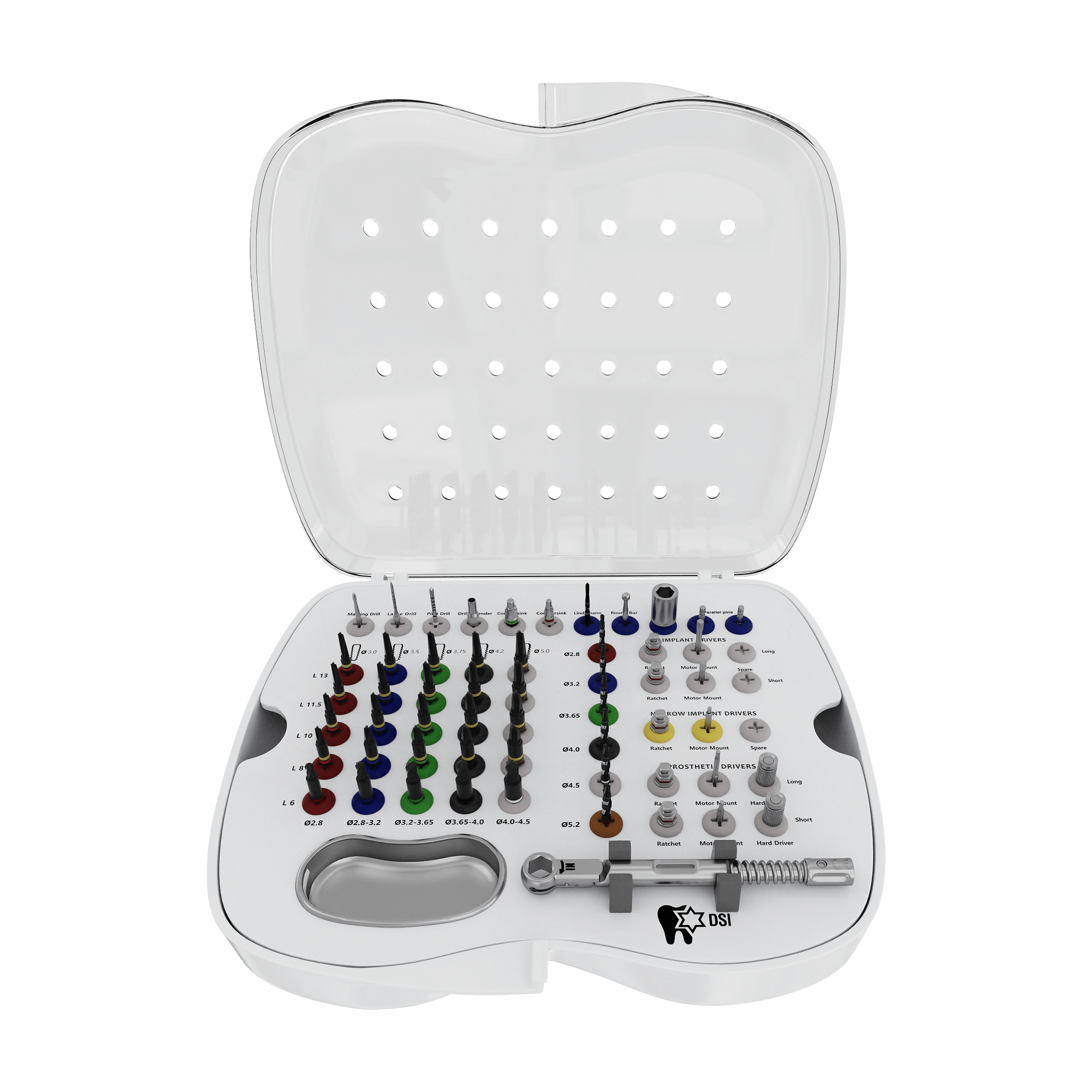 Kit Quirúrgico de Brocas Cónicas DSI SK006 para Tratamiento Avanzado de Implantes Maxilofaciales