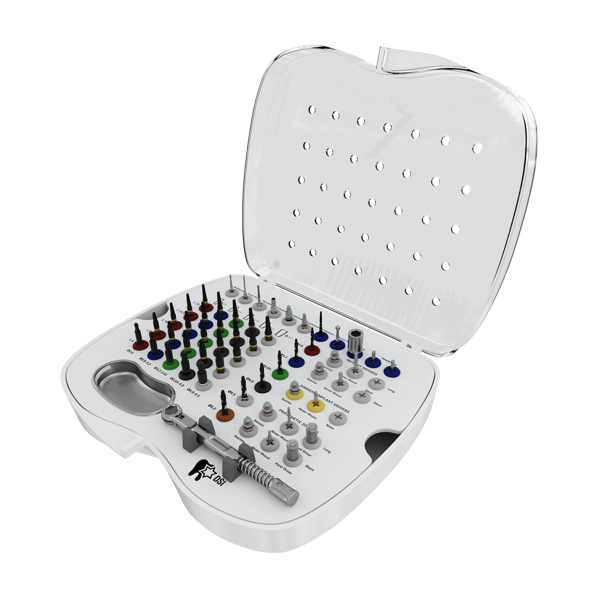 Kit Quirúrgico de Brocas Cónicas DSI SK006 para Tratamiento Avanzado de Implantes Maxilofaciales