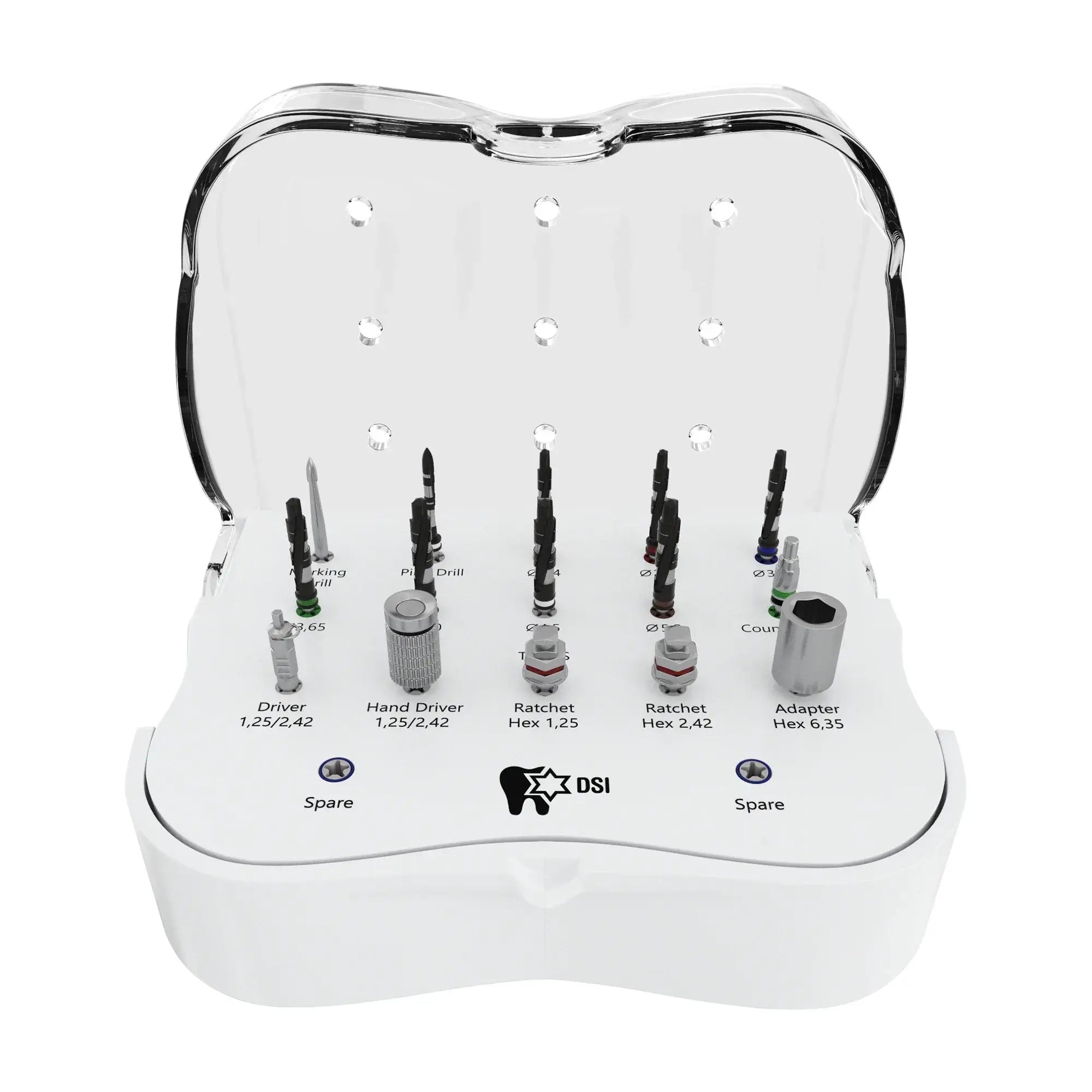 Kit Quirúrgico DSI SK001 Nuevas Brocas Escalonadas para Colocación de Implantes