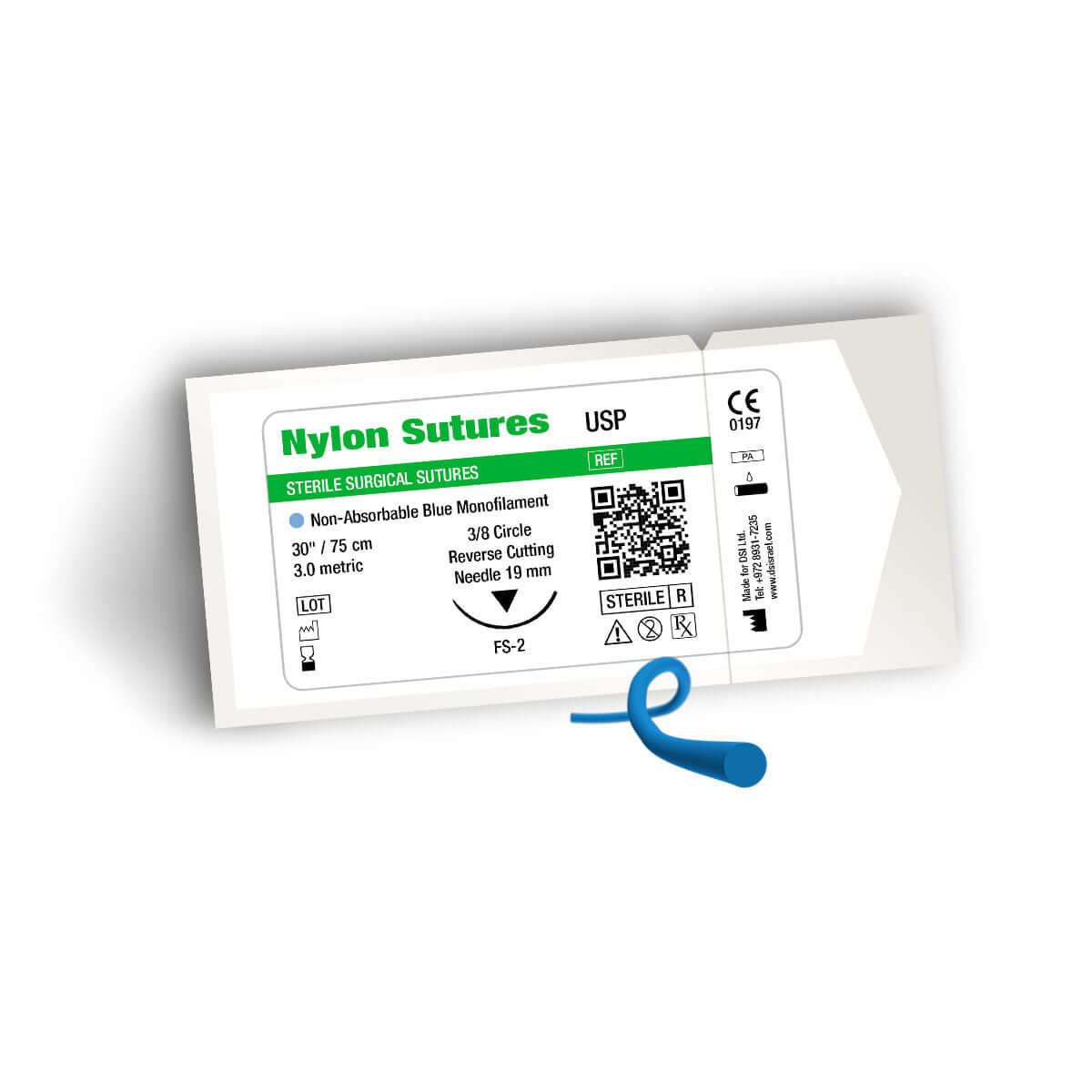 Suturas Quirúrgicas de Monofilamento de Nylon No Resorbables DSI 75cm paquete de 12 piezas