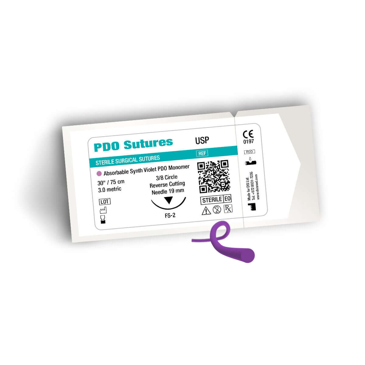 Suturas monofilamento reabsorbibles DSI PDO de polidioxanona 75cm paquete de 12 piezas