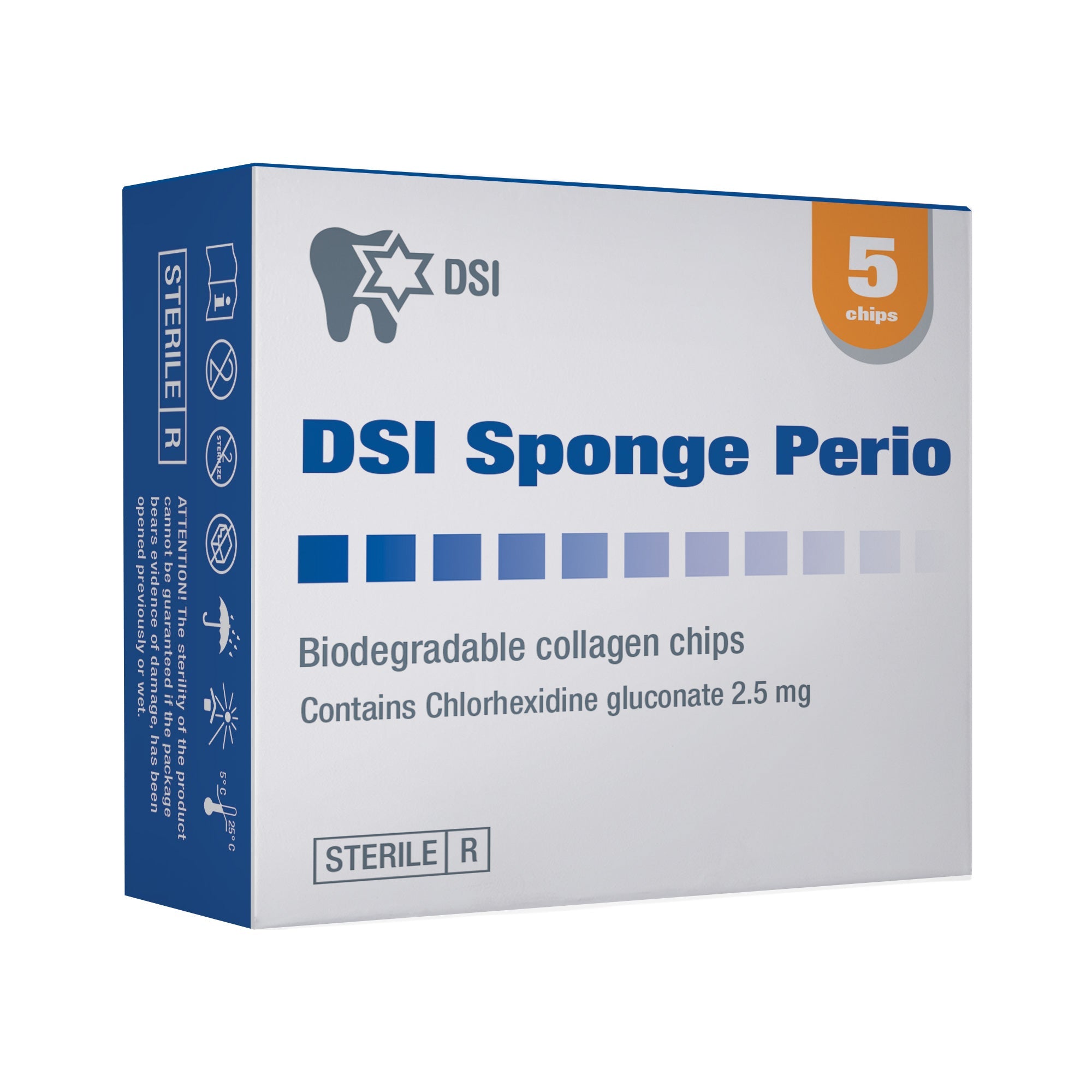 DSI Perio Sponge Chips de colágeno 2.5mg de gluconato de clorhexidina