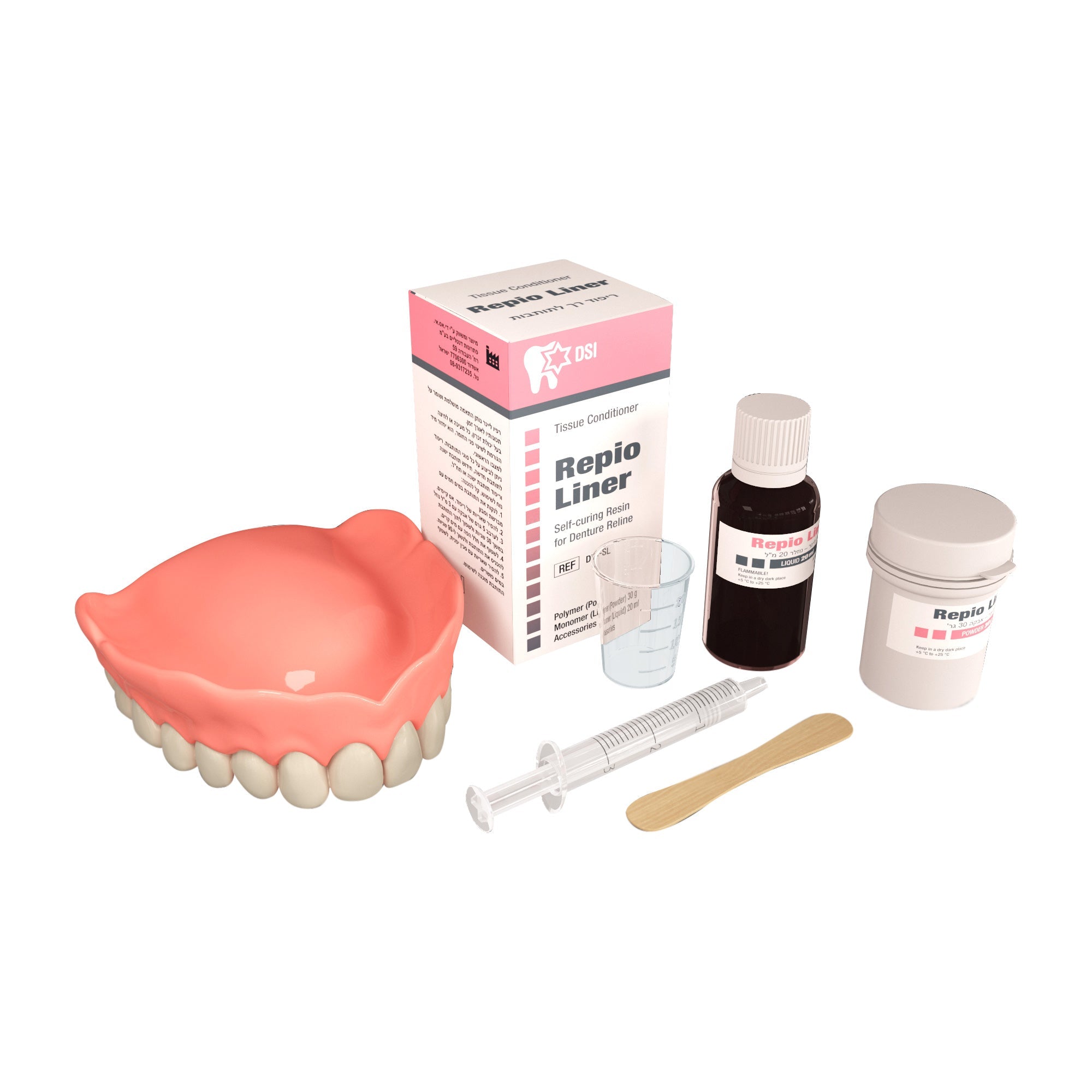 DSI DYI Repio Soft Liner Resina Para Dentaduras Acondicionador De Tejido 30g + 20ml