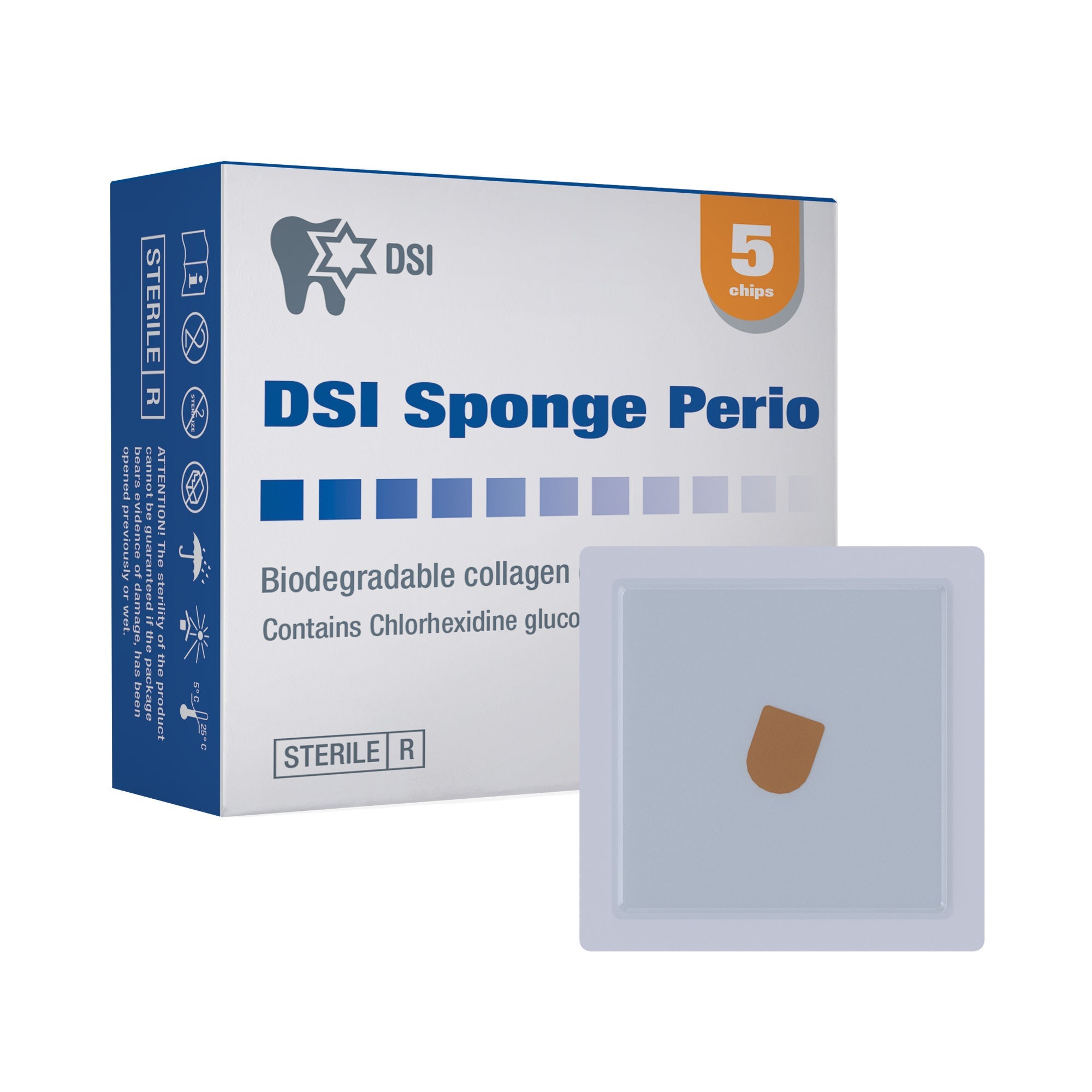 DSI Perio Sponge Chips de colágeno 2.5mg de gluconato de clorhexidina