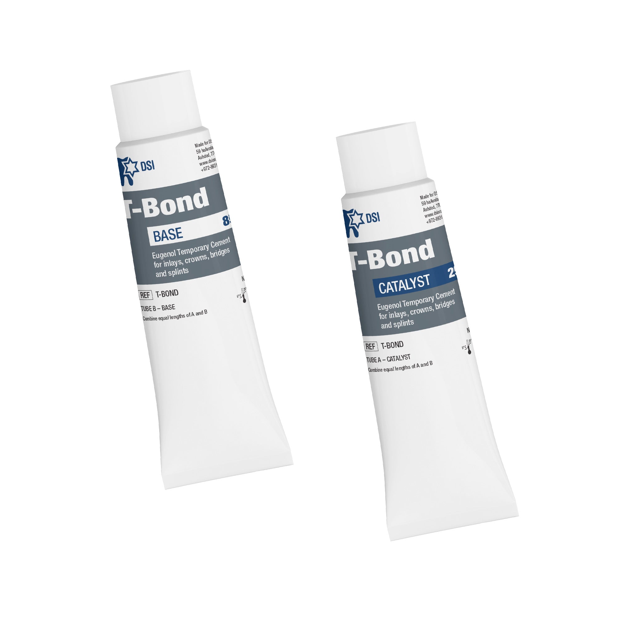 DSI T-Bond Ciment Temporaire Pour Couronnes & Bridges Base+Catalyseur 110g