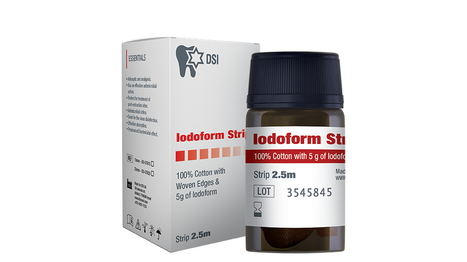 DSI Iodoform Strip Antimicrobial 100% cotton Dressing Bandage For Wound Care