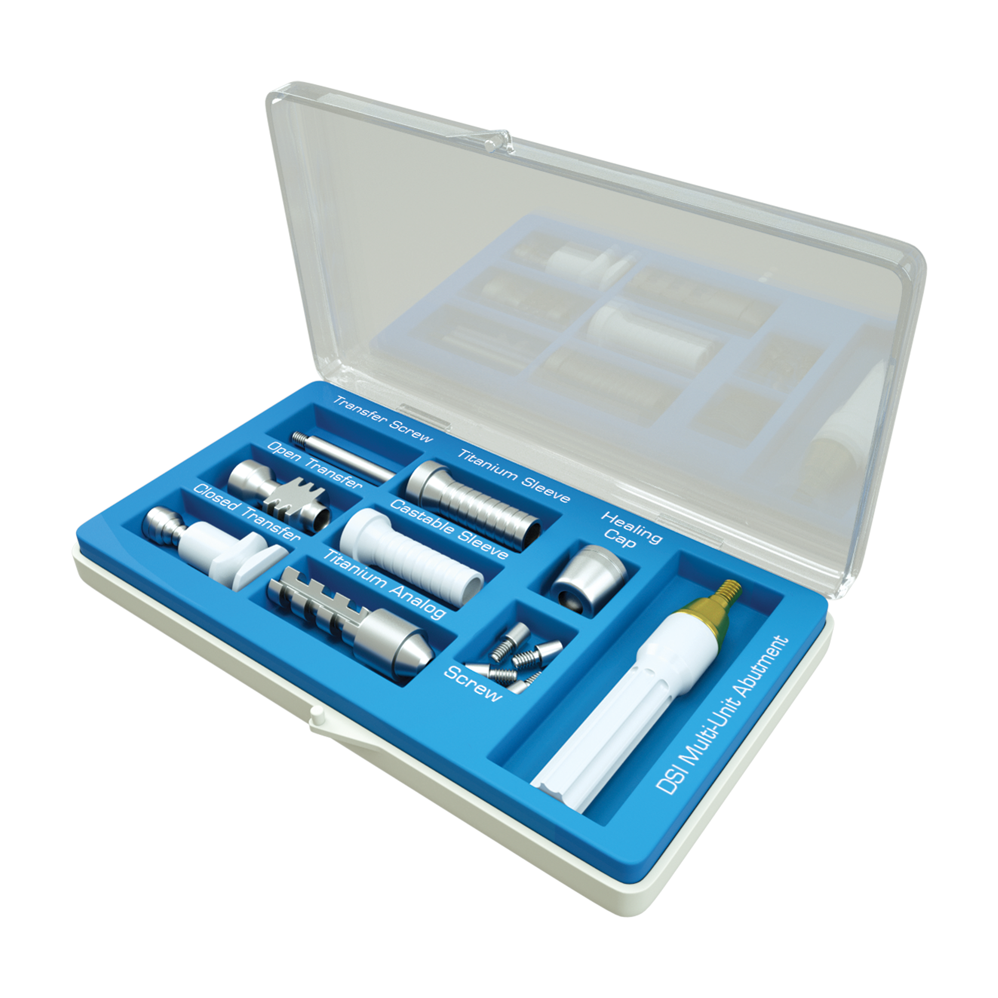 DSI Premium Straight Multi Unit Abutment Top Hex (M1.4) 4.9mm Full Set - Internal Hex Ø2.42mm