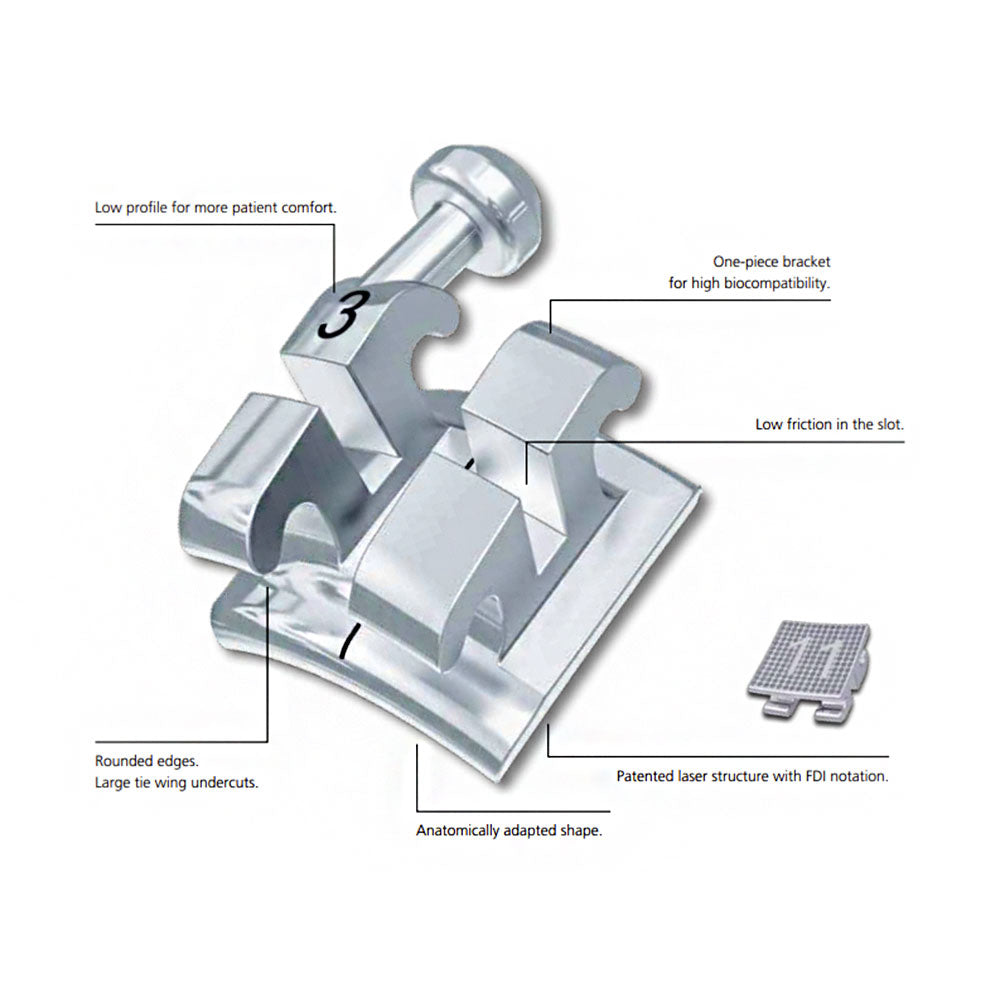 Brackets ortodontici Dentaurum Equilibrium 022 Slot con ganci #345 MBT 5x5 singolo caso