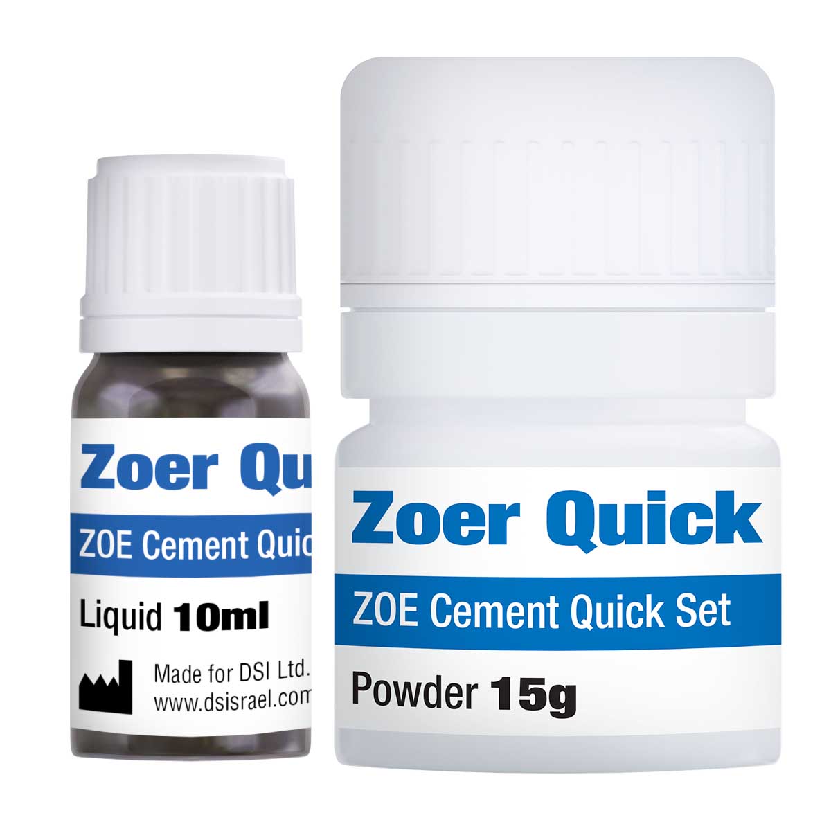 DSI Zoer Quick ZOE Cemento Temporal de Configuración Rápida en Polvo Líquido 15g + 10ml